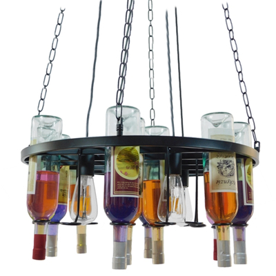 GLOBOSTAR® VINEYARD 10001139 Vintage Κρεμαστό Φωτιστικό Οροφής με Ντουί 4 x E27 AC 220-240V IP20 - Μαύρο & Διάφανο - Μ60 x Π60 x Υ20cm