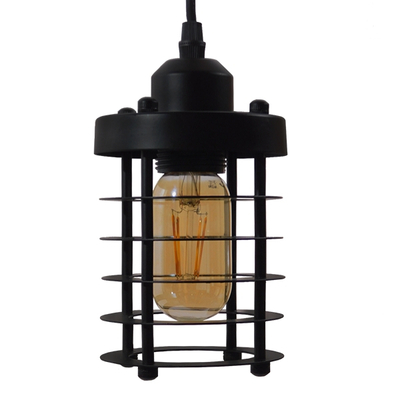 GLOBOSTAR® DARSEY 10001145 Vintage Κρεμαστό Φωτιστικό Οροφής με Ντουί 1 x E27 AC 220-240V IP20 - Μαύρο - Μ10 x Π10 x Υ25cm