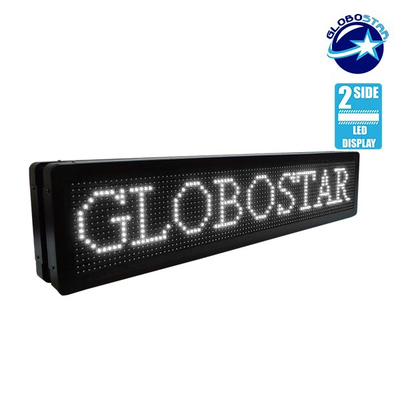 GLOBOSTAR® DISPLAY 90300 Κυλιόμενη Ψηφιακή Επιγραφή P10 Διπλής Όψης LED AC 220-240V Αδιάβροχο IP65 Ψυχρό Λευκό 6000K - WiFi Control μέσω FK APP - Αισθητήρας Θερμοκρασίας & Υγρασίας - Μ104 x Π12 x Υ20cm - 2 Χρόνια Εγγύηση
