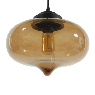 GLOBOSTAR® QUINN 01029 Vintage Κρεμαστό Φωτιστικό Οροφής με Ντουί 1 x E27 AC 220-240V IP20 - Μελί & Μαύρο - Μ26 x Π26 x Υ20cm