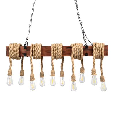 GLOBOSTAR® VIKING 00607 Vintage Κρεμαστό Φωτιστικό Οροφής με Ντουί 10 x E27 AC 220-240V IP20 - Καφε & Μπεζ - Μ108 x Π11 x Υ220cm