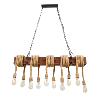 GLOBOSTAR® VIKING 00607 Vintage Κρεμαστό Φωτιστικό Οροφής με Ντουί 10 x E27 AC 220-240V IP20 - Καφε & Μπεζ - Μ108 x Π11 x Υ220cm