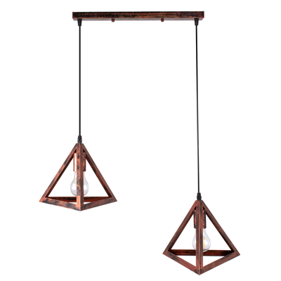 GLOBOSTAR® TRIANGLE 00613 Μοντέρνο Κρεμαστό Φωτιστικό Οροφής με Ντουί 2 x E27 AC 220-240V IP20 - Χάλκινο - Μ60 x Π22 x Y130cm