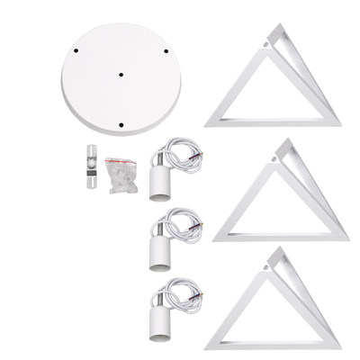 GLOBOSTAR® TRIANGLE 00617 Μοντέρνο Κρεμαστό Φωτιστικό Οροφής με Ντουί 3 x E27 AC 220-240V IP20 - Λευκό - Μ49 x Π49 x Y130cm