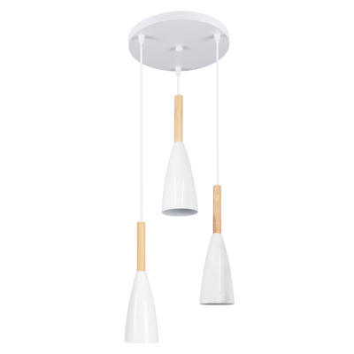 GLOBOSTAR® DILLON 00627 Μοντέρνο Κρεμαστό Φωτιστικό Οροφής με Ντουί 3 x E27 AC 220-240V IP20 - Λευκό & Μπεζ - Μ26 x Π26 x Υ130cm