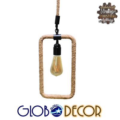 GLOBOSTAR® MALVERN 10001237 Vintage Κρεμαστό Φωτιστικό Οροφής με Ντουί 1 x E27 AC 220-240V IP20 - Μαύρο & Μπεζ - Μ33 x Π18 x Υ22cm