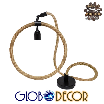 GLOBOSTAR® MALVERN 10001239 Vintage Κρεμαστό Φωτιστικό Οροφής με Ντουί 1 x E27 AC 220-240V IP20 - Μαύρο & Μπεζ - Μ34 x Π22 x Υ34cm