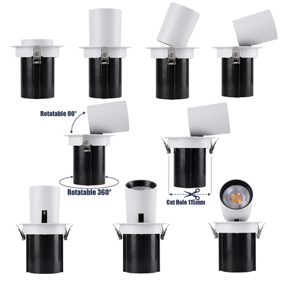 GLOBOSTAR® VIRGO-B 60310 Χωνευτό Κινούμενο Downlight Σποτ LED 20W 2600lm 36° AC 220-240V IP20 Φυσικό Λευκό 4500K - Bridgelux COB Chip & TÜV SÜD Driver - Λευκό & Μαύρο Ματ - Μ13.5 x Π13.5 x Υ14cm / Q11.5cm - 5 Χρόνια Εγγύηση