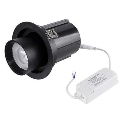 GLOBOSTAR® VIRGO-B 60313 Χωνευτό Κινούμενο Downlight Σποτ LED 20W 2500lm 36° AC 220-240V IP20 Θερμό Λευκό 2700K - Bridgelux COB Chip & TÜV SÜD Driver - Μαύρο Ματ - Μ13.5 x Π13.5 x Υ14cm / Q11.5cm - 5 Χρόνια Εγγύηση