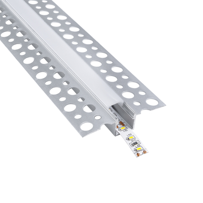 GLOBOSTAR® ALP-PLASTERIN GYPSO 70838-3M Χωνευτό Προφίλ Αλουμινίου Ειδικό για Γυψοσανίδα με Λευκό Γαλακτερό Πατητό Κάλυμμα για Ταινίες LED IP20 - Ασημί & Λευκό - Μ300 x Π5.6 x Υ1.3cm - Πακέτο 5 Τεμαχίων