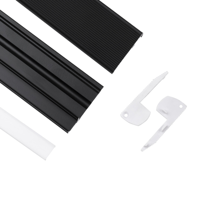 GLOBOSTAR® ALP-STEP-GRIP STAIR 70841-1M Επιφανειακό Προφίλ Αλουμινίου Ειδικό για Φωτισμό Σκαλοπατιού με Λευκό Γαλακτερό Πατητό Κάλυμμα για Ταινίες LED IP20 - Μαύρο & Λευκό - Μ100 x Π6 x Υ2.1cm