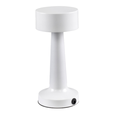 GloboStar® BELLA 76502 Επαναφορτιζόμενο Επιτραπέζιο Φωτιστικό Πορτατίφ LED 1.5W 105lm 120° DC 5V IP44 Θερμό Λευκό 2700K Dimmable Λευκό Αλουμίνιο - Μ9 x Π9 x Υ21cm - 2 Xρόνια Εγγύηση