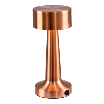 GloboStar® BELLA 76505 Επαναφορτιζόμενο Επιτραπέζιο Φωτιστικό Πορτατίφ LED 1.5W 105lm 120° DC 5V IP44 Θερμό Λευκό 2700K Dimmable Χάλκινο Αλουμίνιο - Μ9 x Π9 x Υ21cm - 2 Xρόνια Εγγύηση