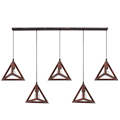 GLOBOSTAR® TRIANGLE 00609 Μοντέρνο Κρεμαστό Φωτιστικό Οροφής με Ντουί 5 x E27 AC 220-240V IP20 - Χάλκινο - Μ170 x Π22 x Y130cm