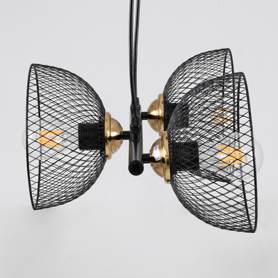 GLOBOSTAR® VERONA 00586 Μοντέρνο Κρεμαστό Φωτιστικό Οροφής με Ντουί 3 x E27 AC 220-240V IP20 - Μαύρο & Χρυσό - Μ50 x Π28 x Υ20cm