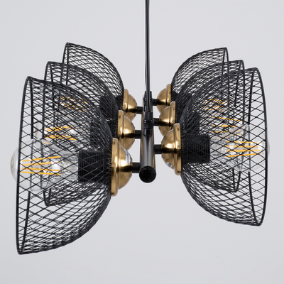 GLOBOSTAR® VERONA 00588 Μοντέρνο Κρεμαστό Φωτιστικό Οροφής με Ντουί 9 x E27 AC 220-240V IP20 - Μαύρο & Χρυσό - Μ140 x Π28 x Υ20cm