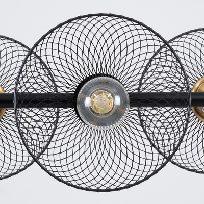 GLOBOSTAR® VERONA 00588 Μοντέρνο Κρεμαστό Φωτιστικό Οροφής με Ντουί 9 x E27 AC 220-240V IP20 - Μαύρο & Χρυσό - Μ140 x Π28 x Υ20cm