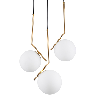 GLOBOSTAR® MONROE 00953 Μοντέρνο Κρεμαστό Φωτιστικό Οροφής με Ντουί 3 x E27 AC 220-240V IP20 - Χρυσό & Λευκό - Μ60 x Π60 x Υ50cm