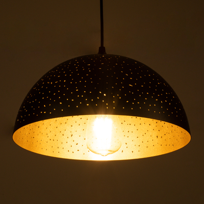 GLOBOSTAR® SOLANA 01301 Μοντέρνο Κρεμαστό Φωτιστικό Οροφής με Ντουί 1 x E27 AC 220-240V IP20 - Μαύρο & Χρυσό - Μ30 x Π30 x Υ15cm