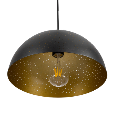 GLOBOSTAR® SOLANA 01301 Μοντέρνο Κρεμαστό Φωτιστικό Οροφής με Ντουί 1 x E27 AC 220-240V IP20 - Μαύρο & Χρυσό - Μ30 x Π30 x Υ15cm