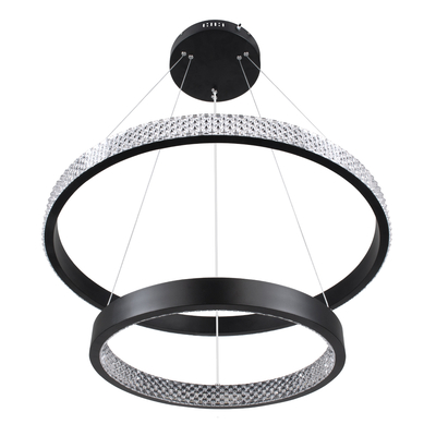 GLOBOSTAR® DIAMOND DUO 61150 Μοντέρνο Κρεμαστό Φωτιστικό Οροφής LED 75W 8743lm 360° AC 220-240V IP20 Ρυθμιζόμενο Λευκό CCT με Χειριστήριο από 2700K έως 6000K Dimmable - Lumileds SMD Chip - Μαυρό Ματ - Μ60 x Π60 x Υ60cm - 3 Χρόνια Εγγύηση