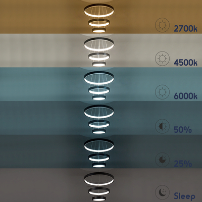 GLOBOSTAR® NEMESIS TRIO 61172 Μοντέρνο Κρεμαστό Φωτιστικό Οροφής LED 120W 14723lm 360° AC 220-240V IP20 Ρυθμιζόμενο Λευκό CCT με Χειριστήριο από 2700K έως 6000K Dimmable - Lumileds SMD Chip - Χρυσό Βούρτσας - Μ80 x Π80 x Υ80cm - 3 Χρόνια Εγγύηση