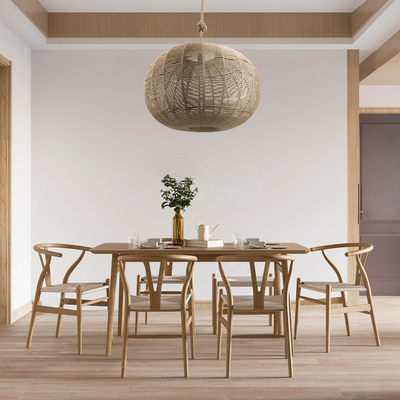 GLOBOSTAR® MANDALA 00732 Boho Κρεμαστό Φωτιστικό Οροφής με Ντουί 1 x E27 AC 220-240V IP20 - Μπεζ - Μ80 x Π80 x Υ60cm