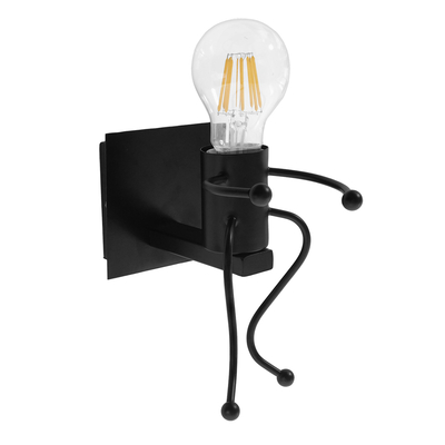 GLOBOSTAR® FIGURE 10001388 Μοντέρνο Φωτιστικό Τοίχου - Απλίκα με Ντουί 1 x E27 AC 220-240V IP20 - Μαύρο - Μ12 x Π19 x Υ17cm