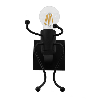 GLOBOSTAR® FIGURE 10001388 Μοντέρνο Φωτιστικό Τοίχου - Απλίκα με Ντουί 1 x E27 AC 220-240V IP20 - Μαύρο - Μ12 x Π19 x Υ17cm