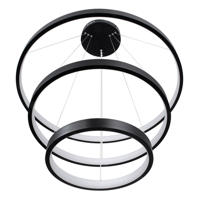 GLOBOSTAR® NEMESIS TRIO 61170 Μοντέρνο Κρεμαστό Φωτιστικό Οροφής LED 120W 14723lm 360° AC 220-240V IP20 Ρυθμιζόμενο Λευκό CCT με Χειριστήριο από 2700K έως 6000K Dimmable - Lumileds SMD Chip - Μαύρο Ματ - Μ80 x Π80 x Υ80cm - 3 Χρόνια Εγγύηση