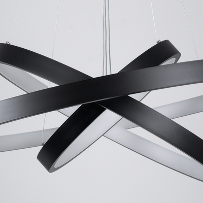 GLOBOSTAR® NEMESIS TRIO 61170 Μοντέρνο Κρεμαστό Φωτιστικό Οροφής LED 120W 14723lm 360° AC 220-240V IP20 Ρυθμιζόμενο Λευκό CCT με Χειριστήριο από 2700K έως 6000K Dimmable - Lumileds SMD Chip - Μαύρο Ματ - Μ80 x Π80 x Υ80cm - 3 Χρόνια Εγγύηση