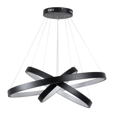 GLOBOSTAR® NEMESIS TRIO 61170-DECO Μοντέρνο Κρεμαστό Φωτιστικό Οροφής LED 120W 14723lm 360° AC 220-240V IP20 Ρυθμιζόμενο Λευκό CCT με Χειριστήριο από 2700K έως 6000K Dimmable - Lumileds SMD Chip - Μαύρο Ματ - Μ80 x Π80 x Υ80cm - 3 Χρόνια Εγγύηση