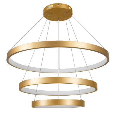 GLOBOSTAR® NEMESIS TRIO 61172-DECO Μοντέρνο Κρεμαστό Φωτιστικό Οροφής LED 120W 14723lm 360° AC 220-240V IP20 Ρυθμιζόμενο Λευκό CCT με Χειριστήριο από 2700K έως 6000K Dimmable - Lumileds SMD Chip - Χρυσό Βούρτσας - Μ80 x Π80 x Υ80cm - 3 Χρόνια Εγγύηση
