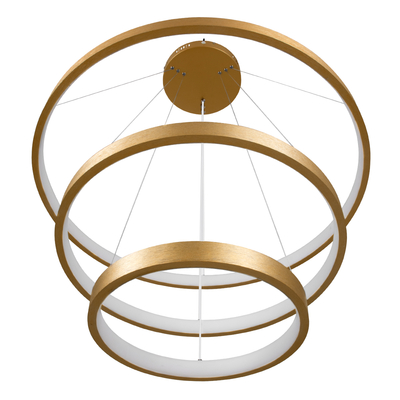 GLOBOSTAR® NEMESIS TRIO 61172-DECO Μοντέρνο Κρεμαστό Φωτιστικό Οροφής LED 120W 14723lm 360° AC 220-240V IP20 Ρυθμιζόμενο Λευκό CCT με Χειριστήριο από 2700K έως 6000K Dimmable - Lumileds SMD Chip - Χρυσό Βούρτσας - Μ80 x Π80 x Υ80cm - 3 Χρόνια Εγγύηση