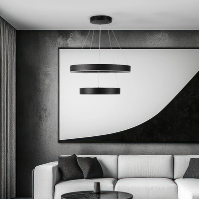 kelvo® VENOM 61185 Μοντέρνο Κρεμαστό Φωτιστικό Οροφής LED 75W 8818lm 120° AC 220-240V IP20 Ρυθμιζόμενο Λευκό CCT με Χειριστήριο από 2700K έως 6000K Dimmable - Lumileds SMD Chip - Μαύρο Ματ - Μ60 x Π60 x Υ40cm - 3 Χρόνια Εγγύηση