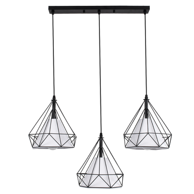 GLOBOSTAR® EIFFEL 61569 Vintage Κρεμαστό Φωτιστικό Οροφής με Ντουί 3 x E27 AC 220-240V IP20 - Μαύρο & Λευκό - Μ68 x Π25 x Υ130cm