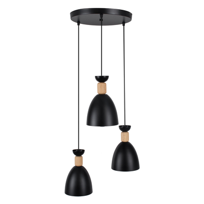 GLOBOSTAR® AVA 61572 Μοντέρνο Κρεμαστό Φωτιστικό Οροφής με Ντουί 3 x E27 AC 220-240V IP20 - Μαύρο & Μπεζ - Μ35 x Π35 x Υ130cm