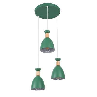 GLOBOSTAR® AVA 61575 Μοντέρνο Κρεμαστό Φωτιστικό Οροφής με Ντουί 3 x E27 AC 220-240V IP20 - Πράσινο & Μπεζ - Μ35 x Π35 x Υ130cm