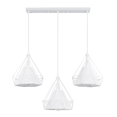 GLOBOSTAR® EIFFEL 61570 Vintage Κρεμαστό Φωτιστικό Οροφής με Ντουί 3 x E27 AC 220-240V IP20 - Λευκό - Μ68 x Π25 x Υ130cm