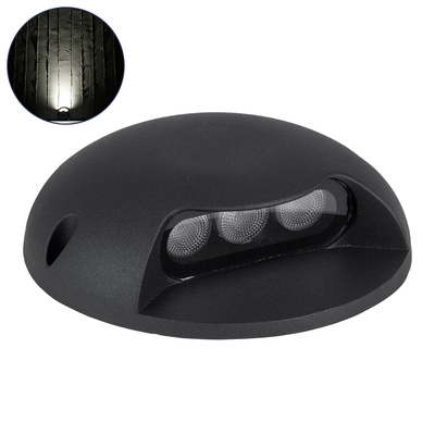 GLOBOSTAR® STEP-LUNA 90617 Αρχιτεκτονικό Φωτιστικό Διαδρόμου/Σκαλοπατιού LED 3W 345lm 10° DC 24V Αδιάβροχο IP65 Φυσικό Λευκό 4500K Dimmable - Μαύρο - Φ12 x Υ3cm - 3 Χρόνια Εγγύηση