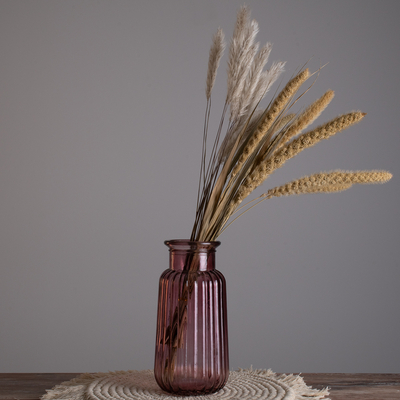 GLOBOSTAR® LAYLA 35604 Διακοσμητικό Γυάλινο Βάζο - Μωβ - Μ11 x Π11 x Υ22cm