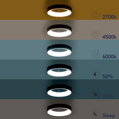 GLOBOSTAR® SALEM 61246 Μοντέρνο Κρεμαστό Φωτιστικό Οροφής LED 105W 12075lm 120° AC 220-240V IP20 Ρυθμιζόμενο Λευκό CCT με Χειριστήριο από 2700K έως 6000K Dimmable - Lumileds SMD Chip - Γκρι - Μ60 x Π60 x Υ7cm - 3 Χρόνια Εγγύηση