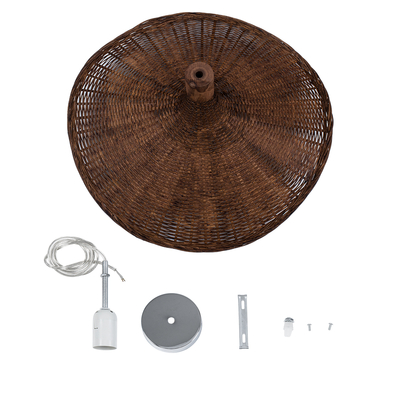 GLOBOSTAR® CUBA 01718 Boho Κρεμαστό Φωτιστικό Οροφής με Ντουί 1 x E27 AC 220-240V IP20 - Καφέ - Μ43 x Π43 x Y30cm