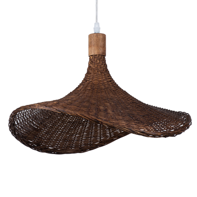 GLOBOSTAR® CUBA 01718 Boho Κρεμαστό Φωτιστικό Οροφής με Ντουί 1 x E27 AC 220-240V IP20 - Καφέ - Μ43 x Π43 x Y30cm