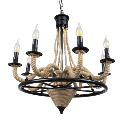 GLOBOSTAR® PENNSYLVANIA 00542 Vintage Κρεμαστό Φωτιστικό Οροφής με Ντουί 8 x E14 AC 220-240V IP20 - Μαύρο & Μπεζ - Μ64 x Π64 x Υ63cm