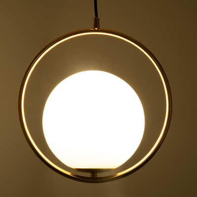 GLOBOSTAR® MADRID 00932 Μοντέρνο Κρεμαστό Φωτιστικό Οροφής με Ντουί 1 x E27 AC 220-240V IP20 - Χρυσό & Λευκό - Μ30 x Π20 x Υ30cm