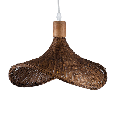 GLOBOSTAR® CUBA 01716 Boho Κρεμαστό Φωτιστικό Οροφής με Ντουί 1 x E27 AC 220-240V IP20 - Καφέ - Μ33 x Π33 x Υ25cm