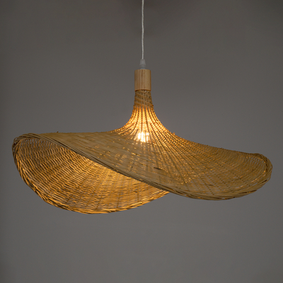 GLOBOSTAR® CUBA 01721 Boho Κρεμαστό Φωτιστικό Οροφής με Ντουί 1 x E27 AC 220-240V IP20 - Μπεζ - Μ63 x Π63 x Υ32cm