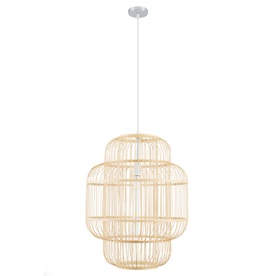 GLOBOSTAR® HIBISCUS 01763 Boho Κρεμαστό Φωτιστικό Οροφής με Ντουί 1 x E27 AC 220-240V IP20 - Μπεζ - Μ48 x Π48 x Y60cm