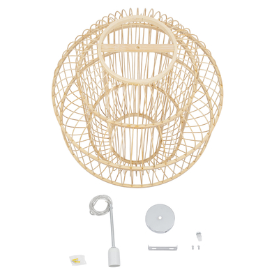 GLOBOSTAR® HIBISCUS 01763 Boho Κρεμαστό Φωτιστικό Οροφής με Ντουί 1 x E27 AC 220-240V IP20 - Μπεζ - Μ48 x Π48 x Y60cm